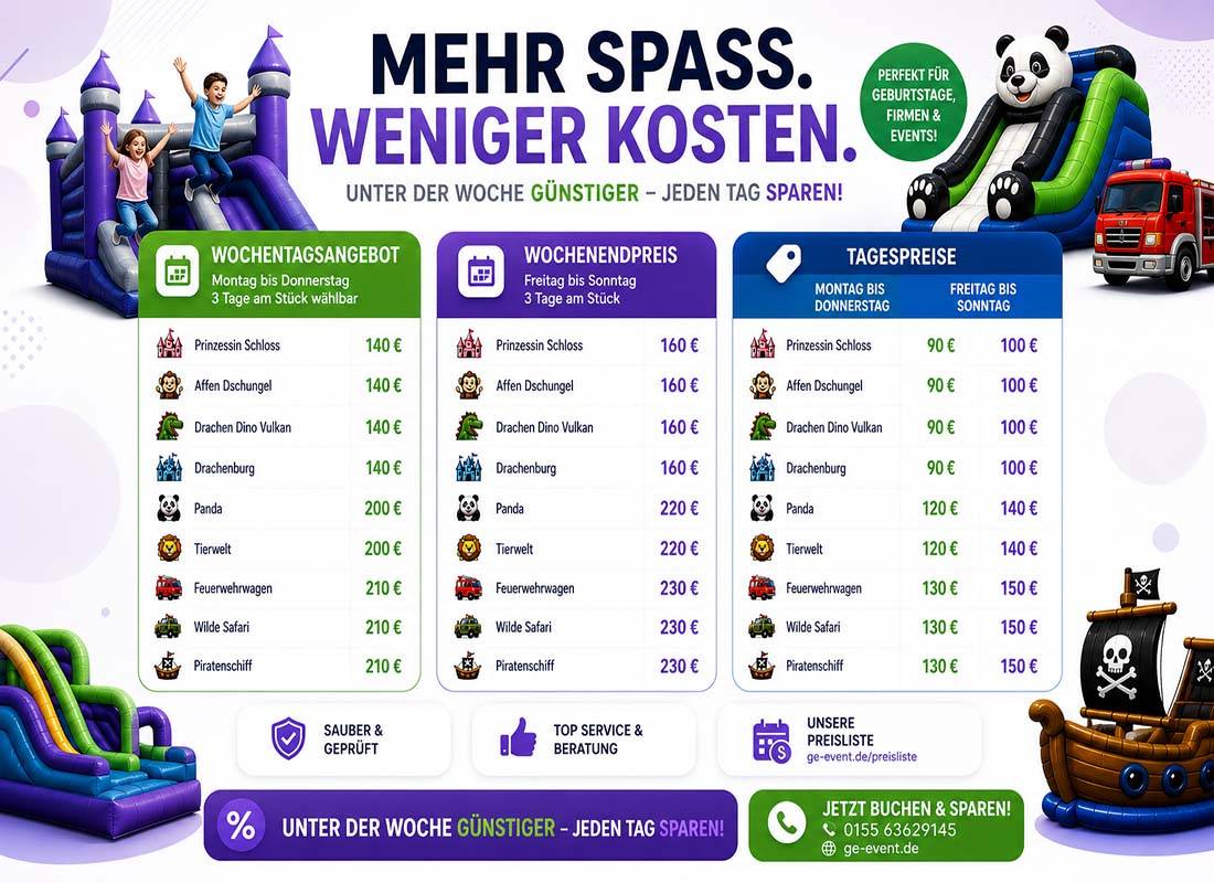 Preisliste 9 Burgen Aktion Hüpfburg Mieten 