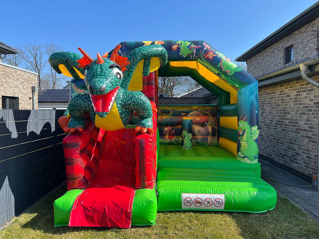 Drachen Burg Hüpfburg ge-event Rutsche groß Niedesachsen